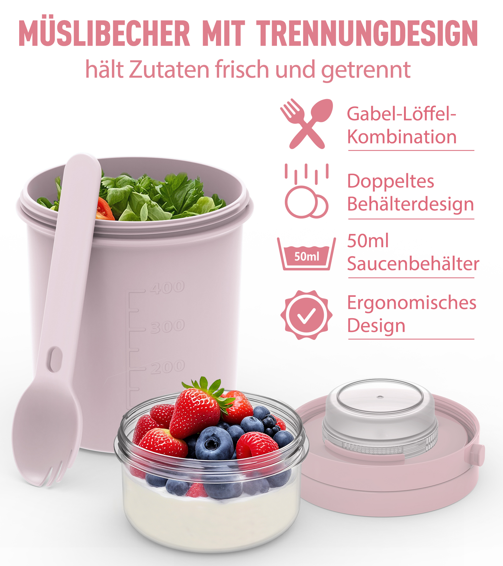 On-the-go muesli cup with spork - 图片 2